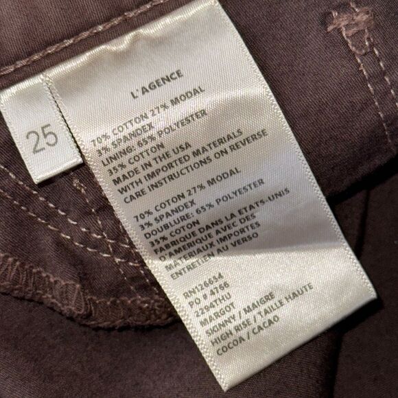 L’agence Margot High Rise Skinny Taille Haute Etroit in Coco Size 25 - Picture 9 of 11